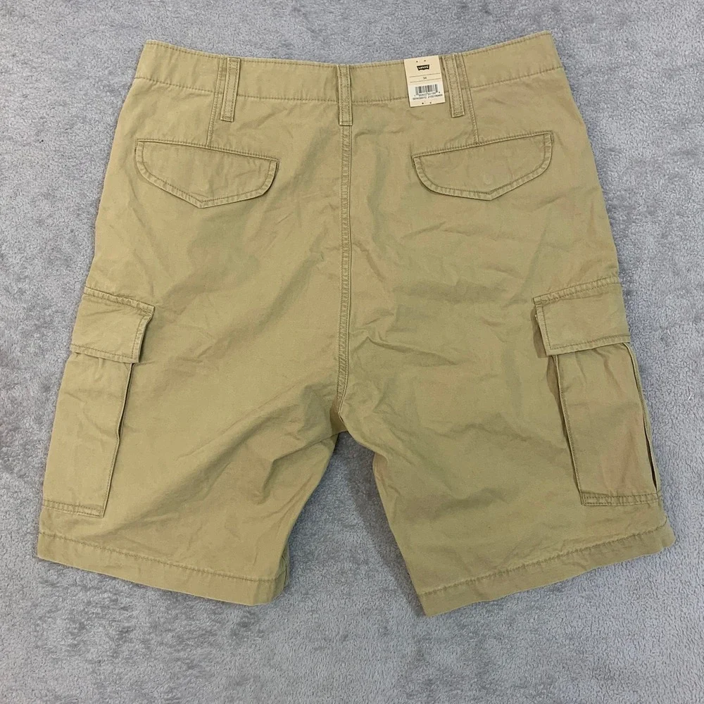 NWT Levi's Cargo Shorts Men's 34 Tan Khaki Cotton 9 Inch Inseam